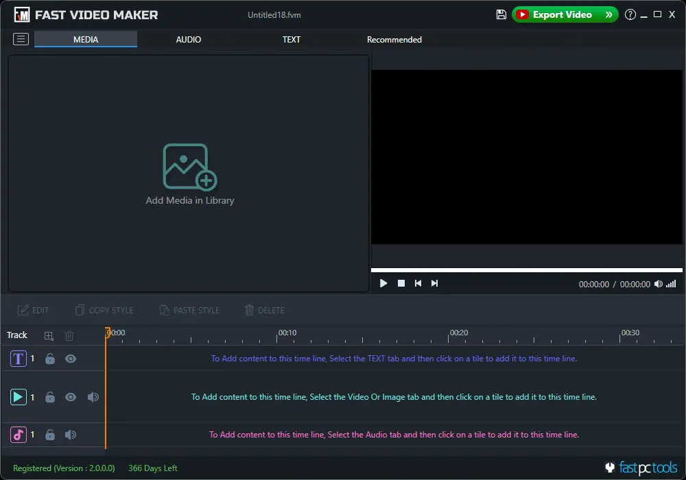 Fast Video Maker Main Screen.
